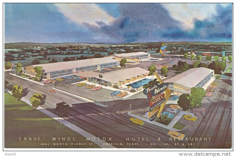 Amarillo TX Texas, Trade Winds Motor Hotel, Lodging, C1960s Vintage Postcard - Amarillo
