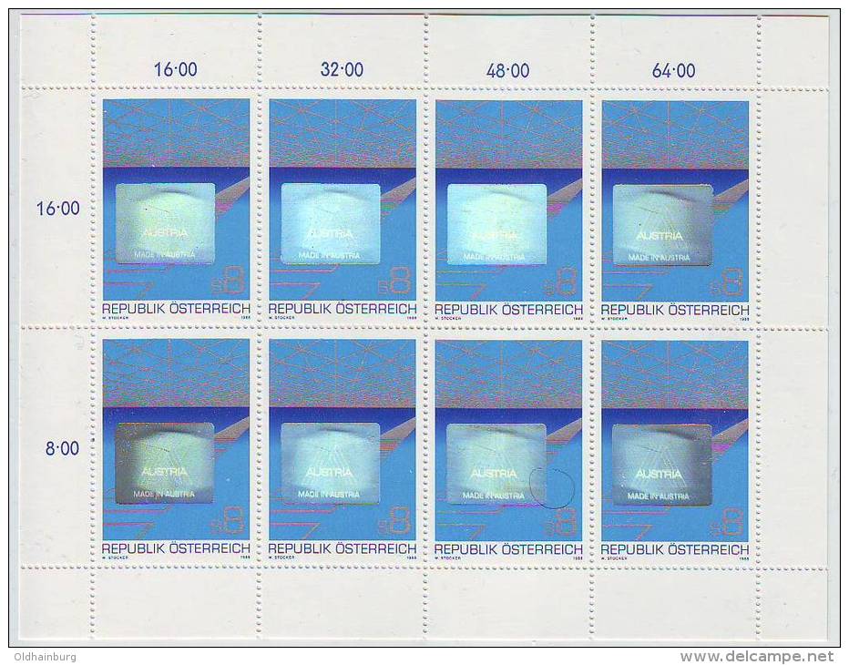 Österreich 1988, ANK 1967, Hologramm- Kleinbogen, Postfrisch ** - Holograms