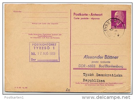 DDR P74 A Antwort-Postkarte TYRESÖ Schweden 1969 - Postkarten - Gebraucht