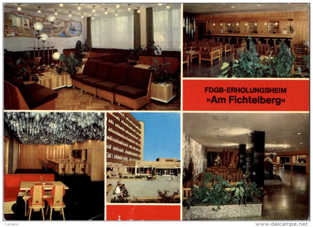 AK Oberwiesenthal, Heim "Am Fichtelberg", Leseraum, Hallenbar, Gel, 1979 - Oberwiesenthal