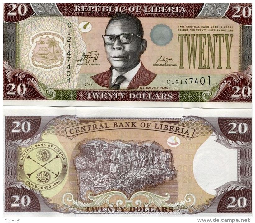 Liberia (2011)  -20 Dollars  P New  UNC - Liberia