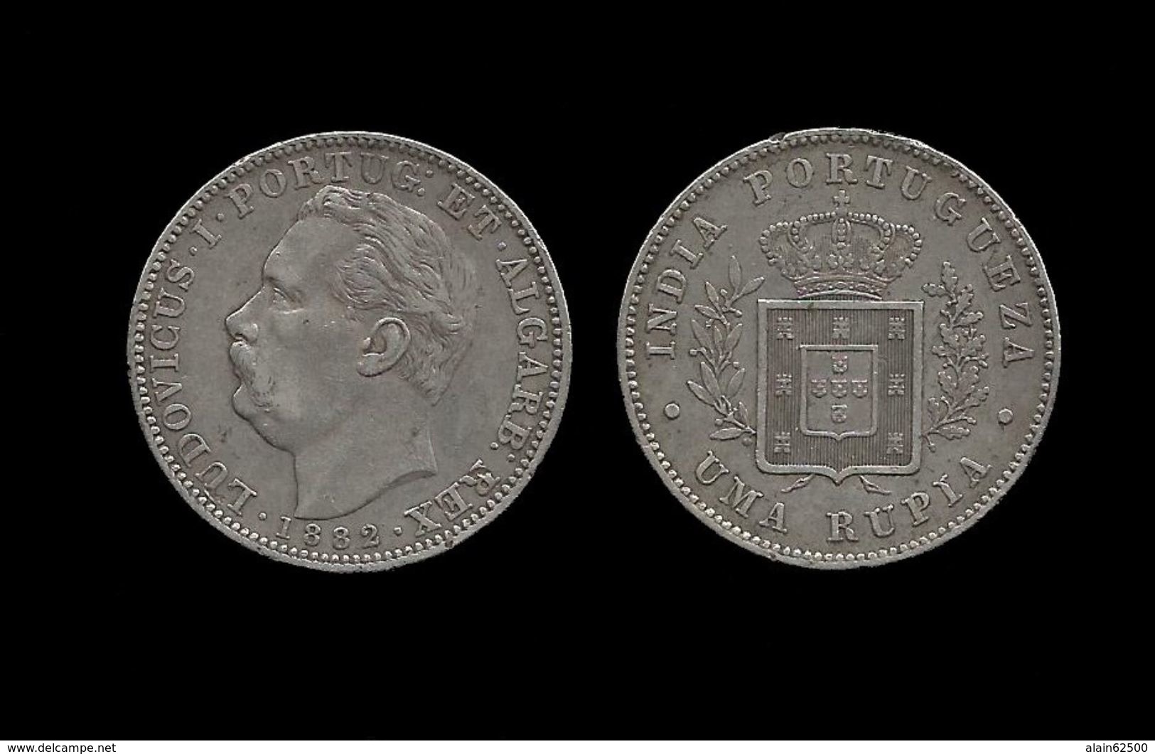 INDES - PORTUGAISE .   LOUIS I  . ( 1861 à 1889 ) . 1 ROUPPIE . 1882 . - Indien