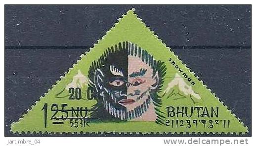 1971 BHOUTAN 348** Yéti, Surchargé, Triangulaire - Bhoutan