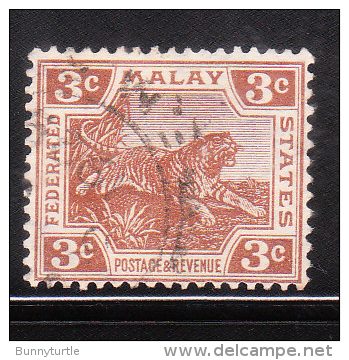 Federated Malay States 1922-32 Tiger 3c Used - Federated Malay States