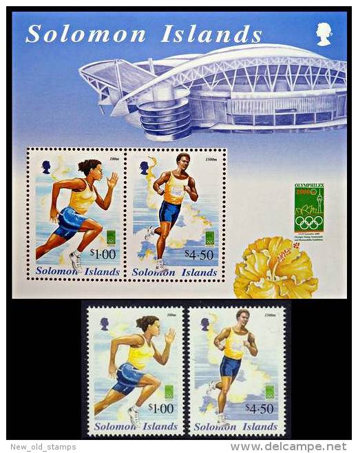 Solomon Islands - 2000 Olympic Games + S/S MNH Neuf ** FIELD & TRACK, SPORTS, ARCHITECTURE, STADIUM - Verano 2000: Sydney