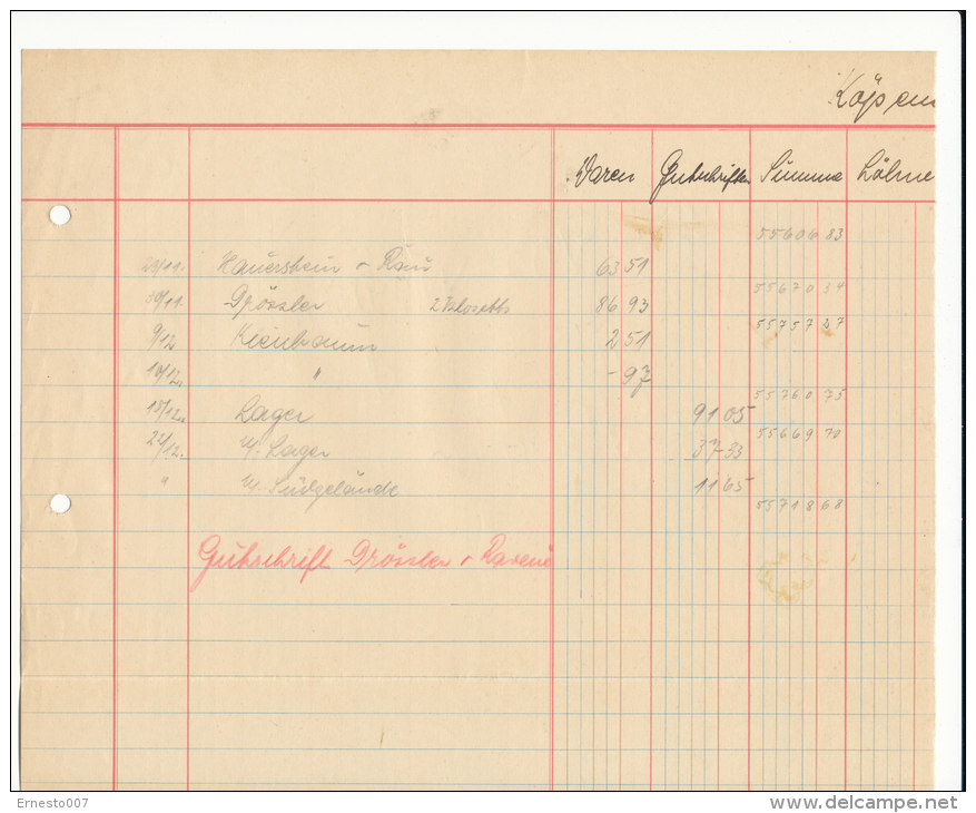 Eine Seite Aus Einem Journal (Buchführung) - Handschrift - 1900 – 1949