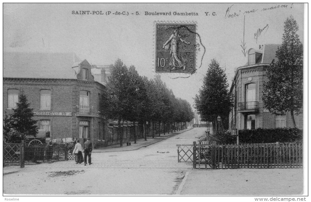 62  SAINT POL SUR TERNOISE  PAS DE CALAIS  - BOULEVARD  GAMBETTA  Maison  J Brunel  -  CPA  N/B  9x14  TBE - Saint Pol Sur Ternoise