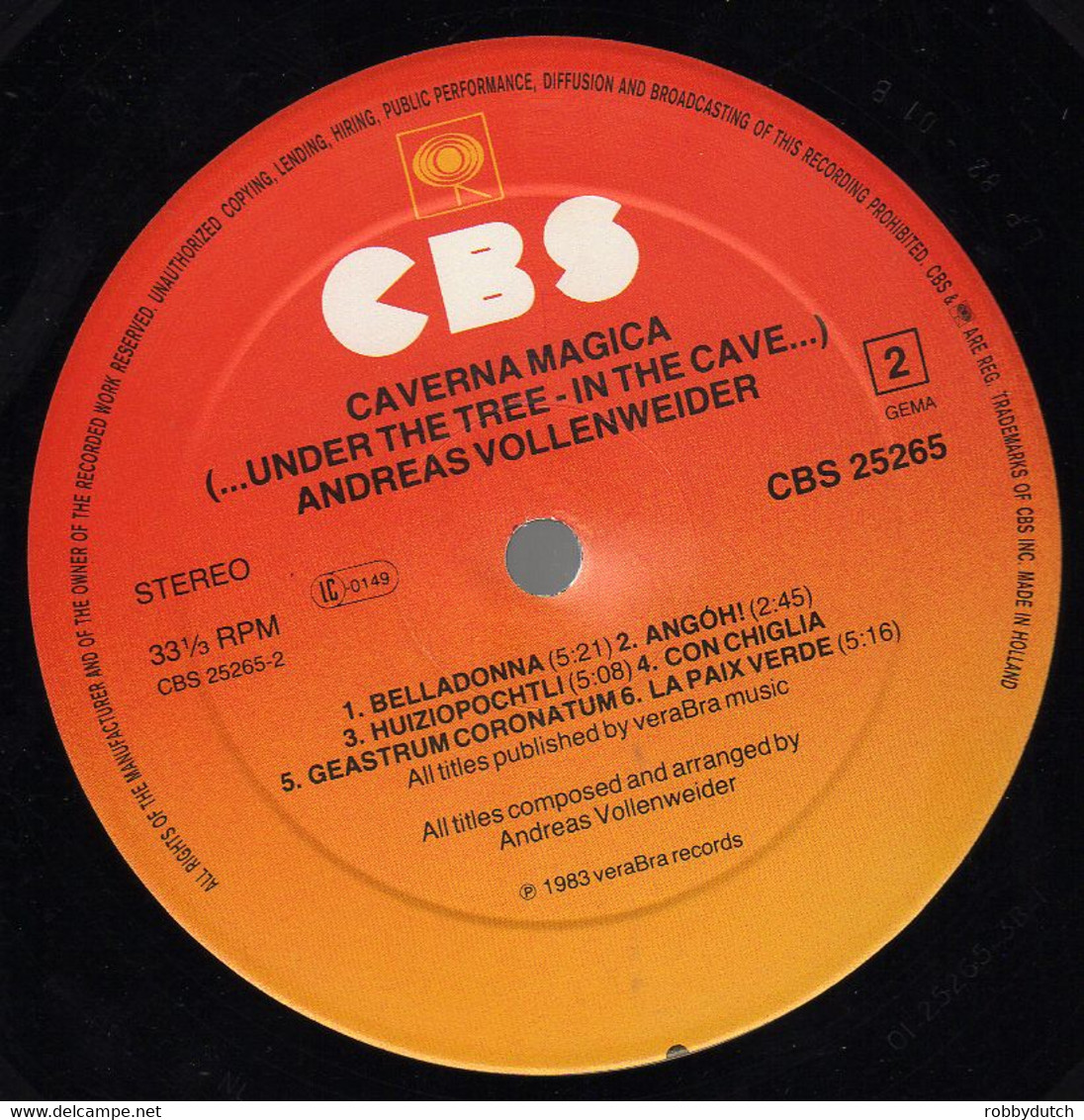 Instrumental * LP ANDREAS VOLLENWEIDER - CAVERNA MAGICA THE TREE - IN THE CAVE...)