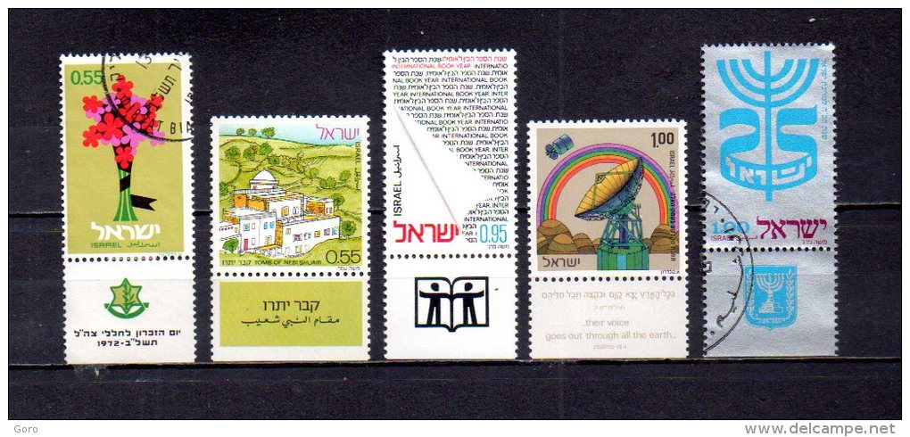 Israel   1972  .-   Y&T Nº    485 - 494 - 496 - 497 - 498 - Used Stamps (with Tabs)