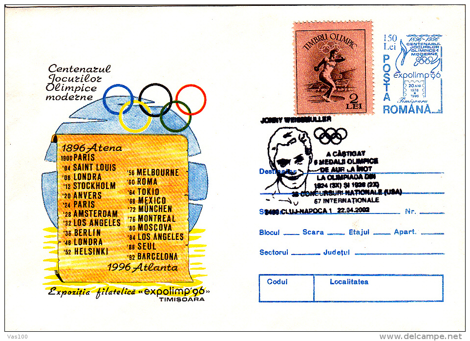 OLYMPIC GAMES, JEUX OLYMPIQUE, ATLANTA 1996, 2X COVERS STATIONERY, OCLIT. CONC, ROMANIA - Zomer 1996: Atlanta