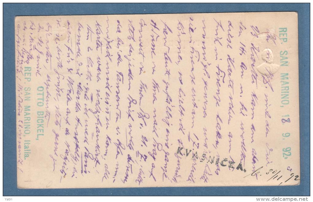 1892 - Intero Postale Austro-Ungarico  Usato In Partenza Da San Marino - Lettres & Documents