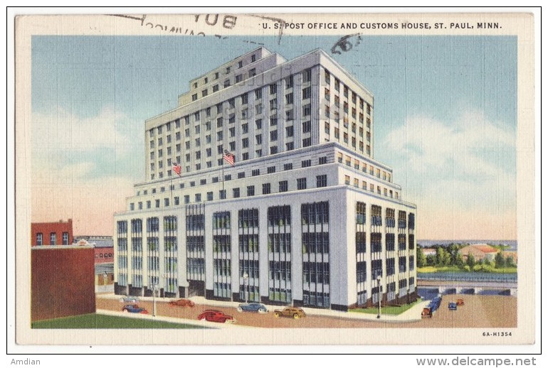 USA, St PAUL MN ~U.S. POST OFFICE AND CUSTOMS HOUSE - 1940s Linen MINNESOTA Vintage Postcard  [3999] - St Paul