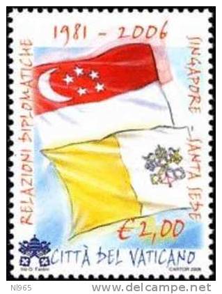 CITTA´ DEL VATICANO - VATIKAN STATE - ANNO 2006 - XXV ANNIVERSARIO DELLE RELAZIONI DIPLOMATICHE CON SINGAPORE ** MNH - Unused Stamps