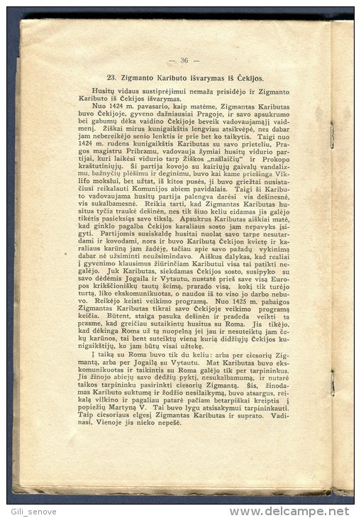 1930 Lithuania Lietuva/ Vytautas The Great And His Czech Policy After Vencel Death - Alte Bücher