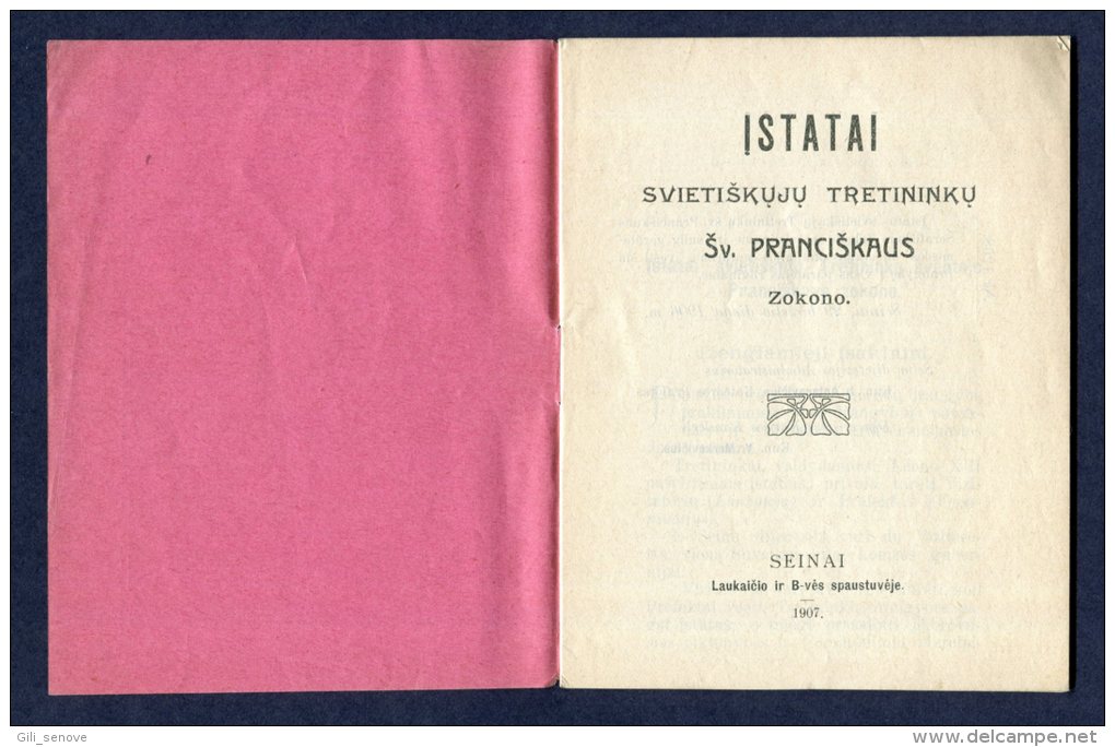 1907 Lithuania Lietuva/ Statutes Of Religious Society - Libri Vecchi E Da Collezione