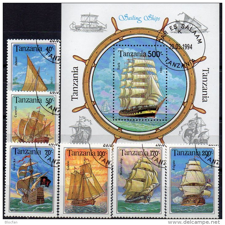 Barke 1994 Tanzania 1739-4+Block 244 ** Plus O 7€ Segel-Schiff Segelschiffe S/s Maritim Bloc More Ship Sheet Bf Tanzanie - Sottomarini