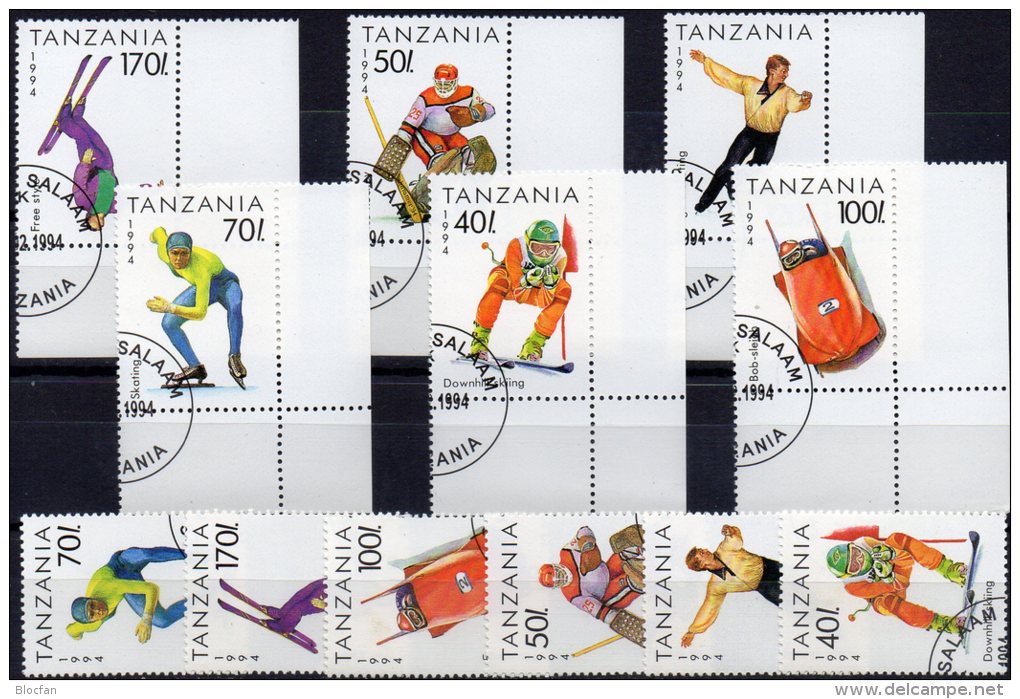 Lillehammer 1994 Tansania 1705-0 Plus 6xER O 9€ Hockey Bob Ski Eislauf Bf Olympic Sport Bloc Acrobatic Sheet Of Tanzanie - Jetski