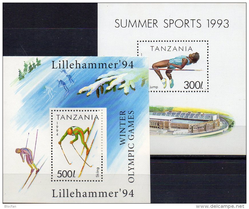 Zur Olympiade 1996 Tanzania Block 212+Bl.239 ** 6€ Hochsprung Skilauf Bf Olympic Sport Blocs Athletic Sheets Bf Tanzanie - Zomer 1996: Atlanta