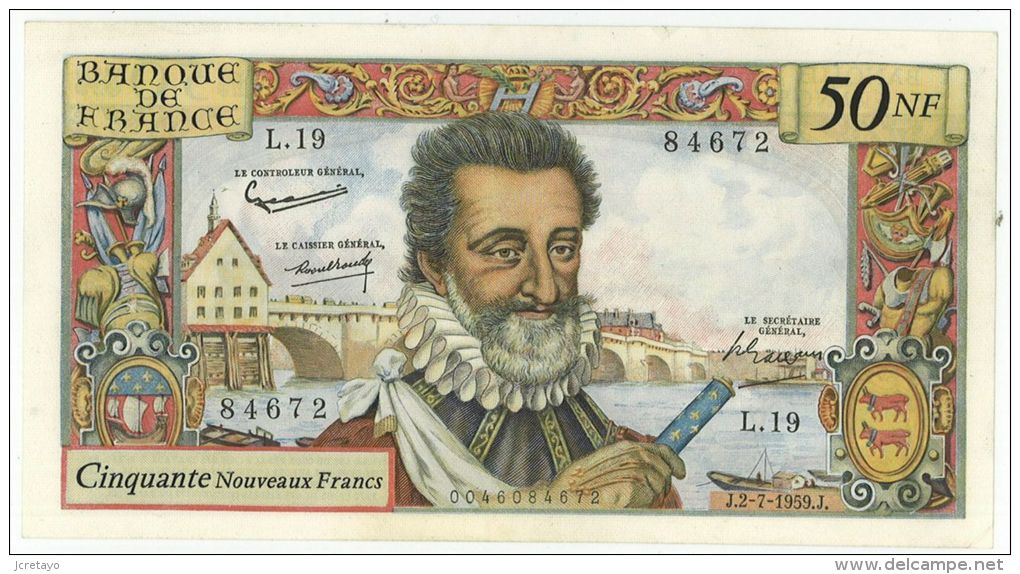 50 NF Henri IV, Fayette 58/2, état SPL - 50 NF 1959-1961 ''Henri IV''