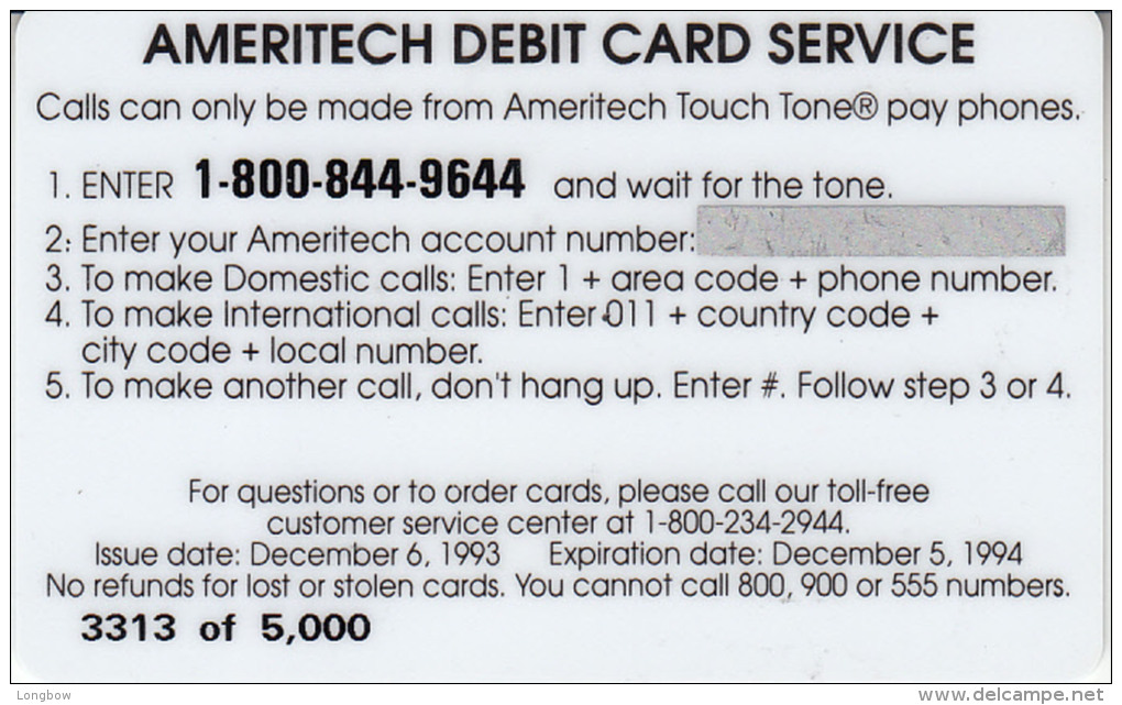 Ameritech Holiday Edition Debit Card - Tir. 5.000- MINT - Other & Unclassified