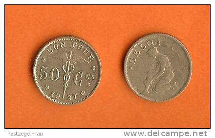 BELGIUM 1922-1939 50 Centimes KM88  French - 50 Cent