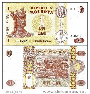 1 Leu Moldova 2010 Banknote, New Signiture, UNC Crisp - Moldawien (Moldau)