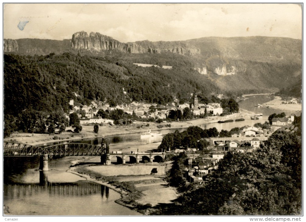 AK Bad Schandau, Falkenstein, Schrammsteine, Gel 1971 - Bad Schandau