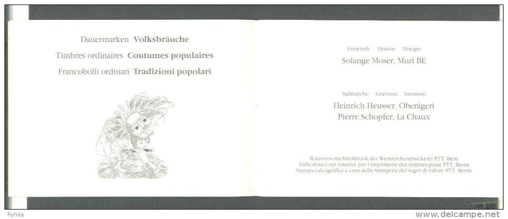 1977 SWITZERLAND FOLKLORE SET IN BLOCK OF 4 MICHEL: 1100-1108 SPECIAL FOLDER - Nuovi