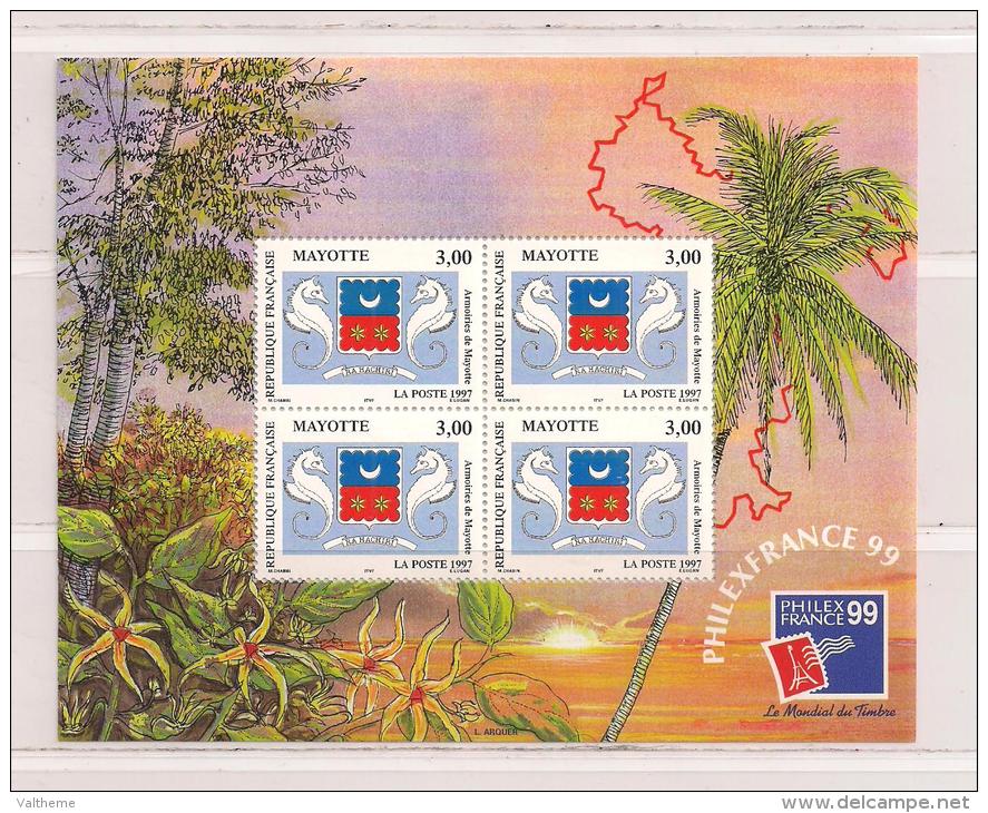 MAYOTTE  ( FRMAR - 8  )  1999  N° YVERT ET TELLIER   BLOC   N° 1  N** - Blocks & Sheetlets