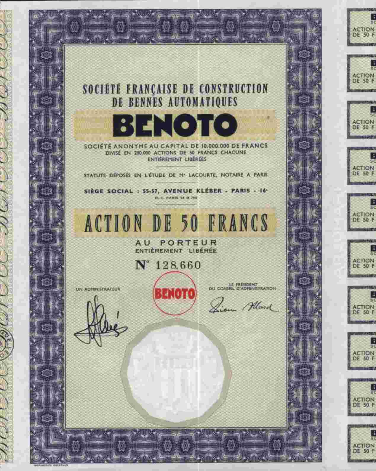 STE FRANCAISE DE CONSTRUCTION DE BENNES AUTOMATIQUES BENOTO - Cars