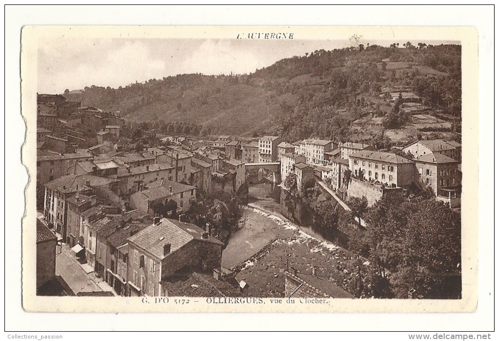 Cp, 63, Olliergues, Vue Du Clocher, Voyagée 1939 - Olliergues