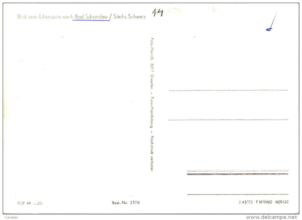 AK Bad Schandau, Blick Vom Lilienstein, Ung, 1962 - Bad Schandau