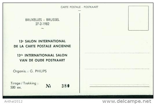 Bruxelles Brüssel 27-2-1982 13. Salon International De La Carte Postale Ancienne Tirage 500ex. No. 380 - International Institutions