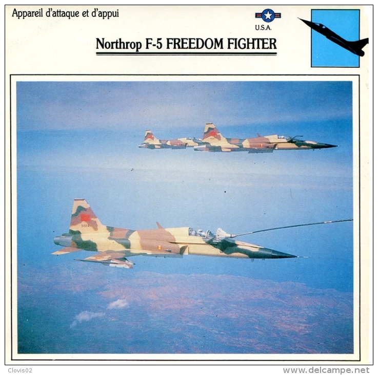 Fiche Aviation Appareil D'attaque Et D'appui Northrop F-5 FREEDOM FIGHTER - Airplanes