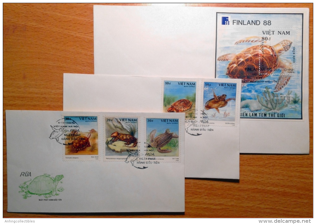 Vietnam: Turtles Finland 88 - Complete 3 FDC 1988 - VF - Tortues