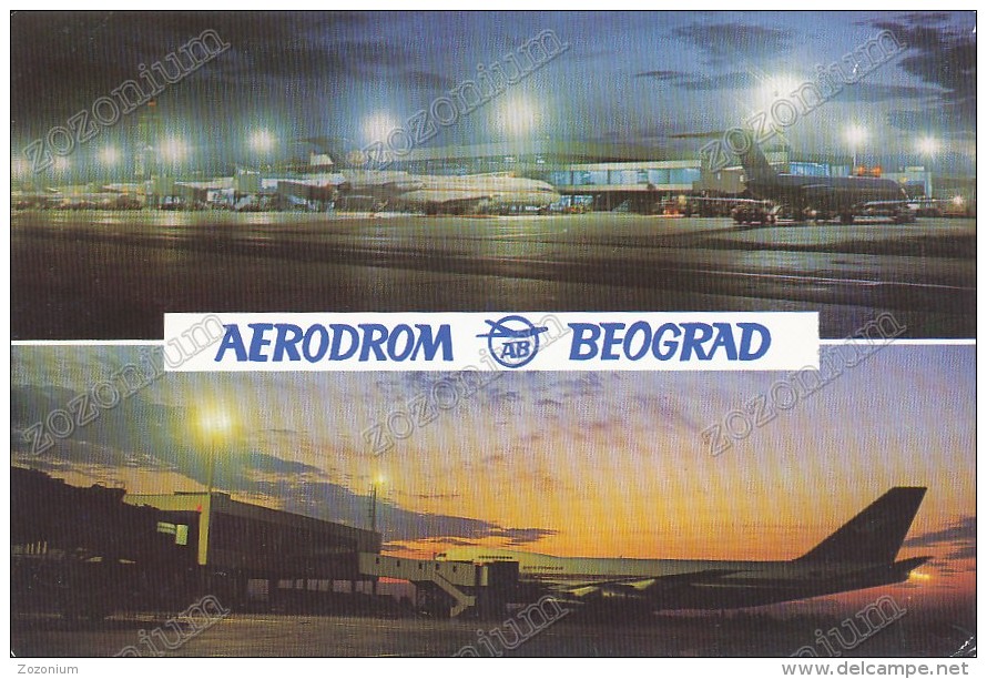 AERODROM, AIRPORT, BEOGRAD, BY NIGHT, SERBIA Vintage Old Postcard - Sambia