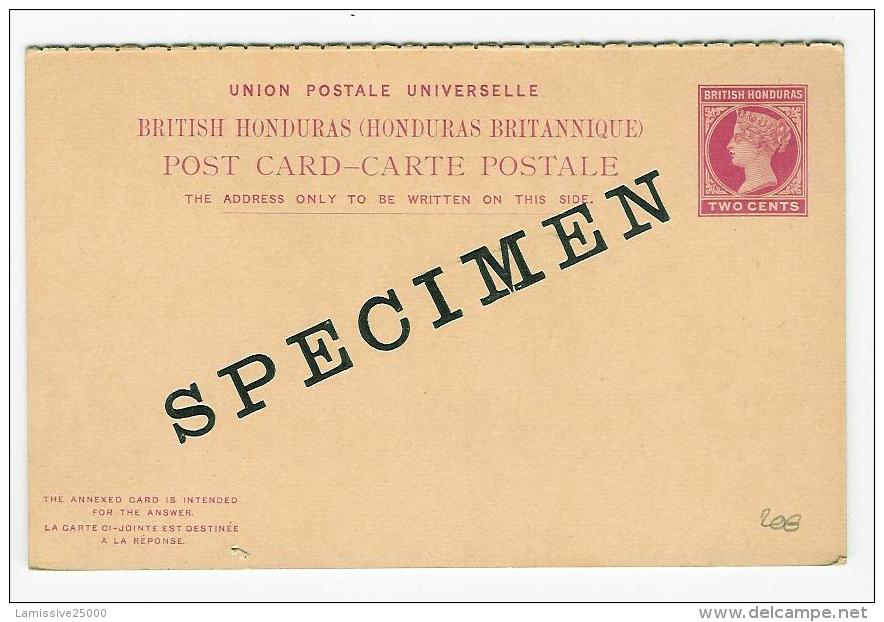 BRITISH HONDURAS  PROTECTORATE ENTIER POSTAL CARTE AVEC LA REPONSE  SPECIMEN  POSTAL STATIONERY - Honduras Británica (...-1970)