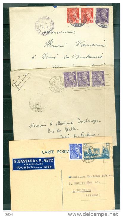 Lot 7 Lettres Affranchies Avec Types Mercure, Dont Combinaison Et Entier - Phi141 - 1938-42 Mercurius