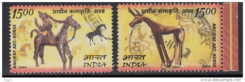 India Used 2006, Set Of 2. Joint Issue, Mongolia, Art &amp; Craft, Horse - Oblitérés