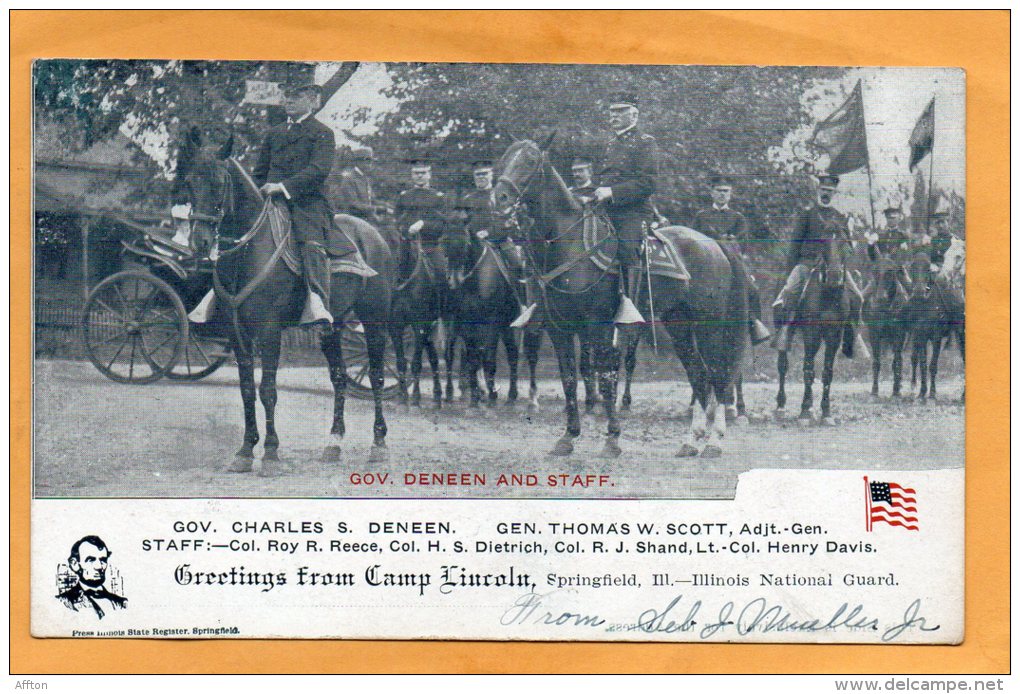 Greetings From Camp Lincoln Springfield  IL 1908 Postcard - Springfield – Illinois