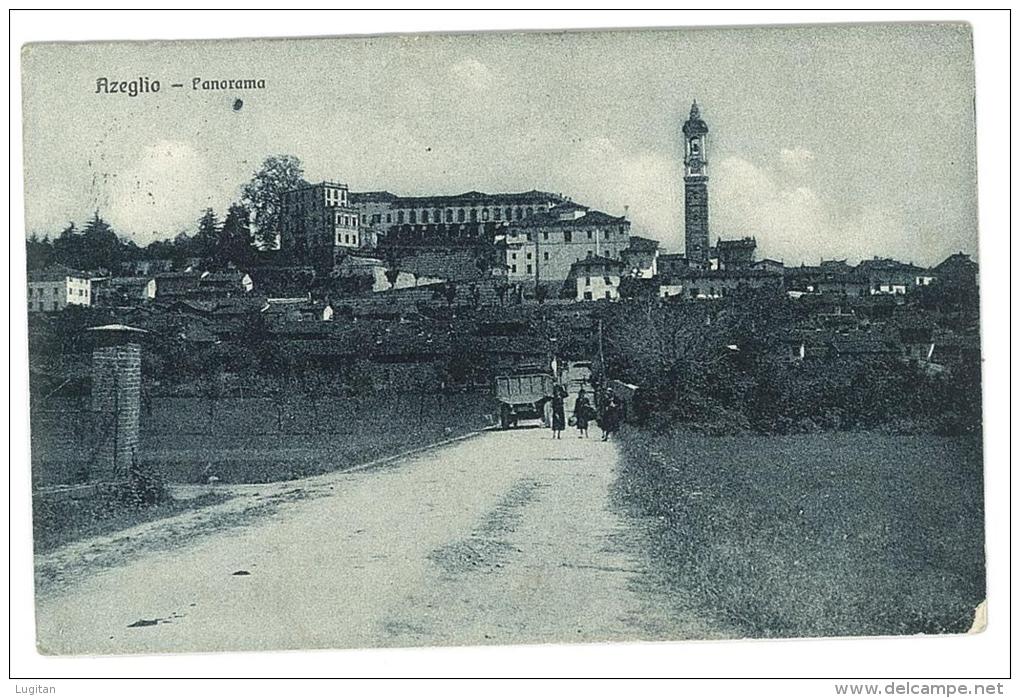 CARTOLINA -   AZEGLIO - PANORAMA - ANIMATA  -  VIAGGIATA NEL 1925 - ANNULLO ALPIANO D'IVREA - Multi-vues, Vues Panoramiques