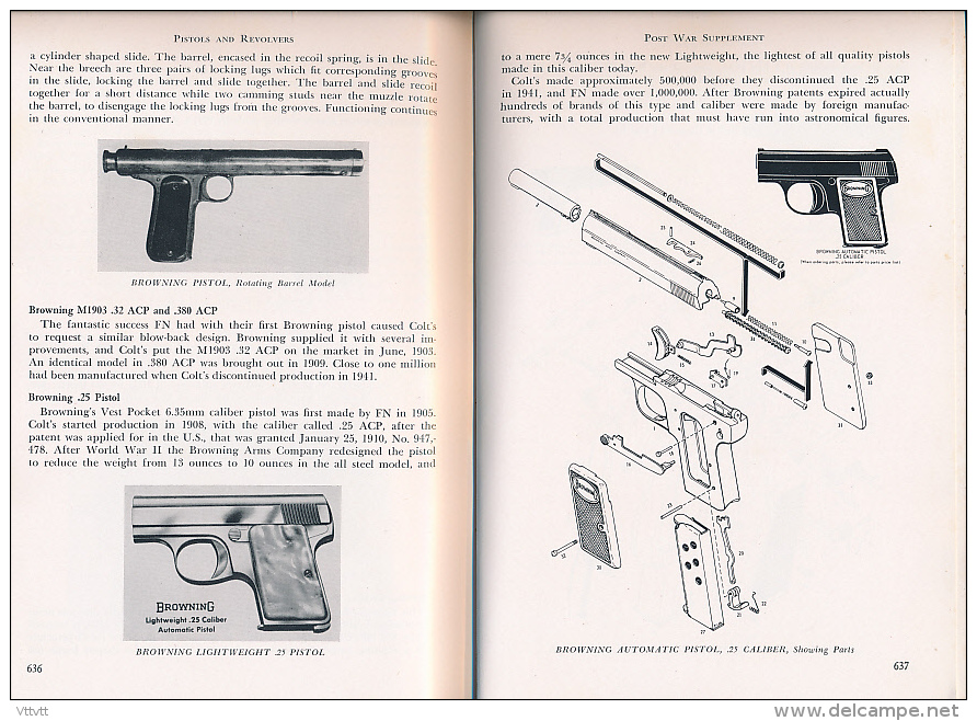 "The Book of Pistols & Revolvers", W.H.B. Smith (1962), 13 chapitres, 744 pages, Edit. Stackpole, 15,5 cm sur 23,5 cm...