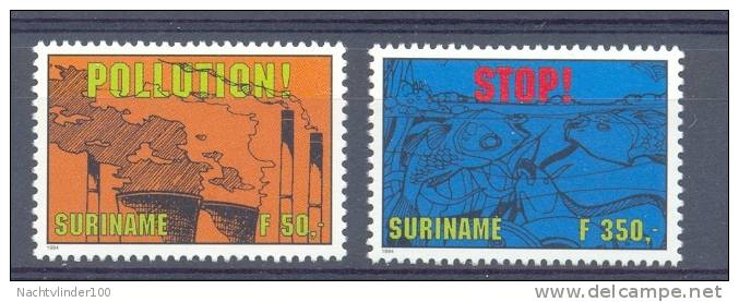 Mih0801 MILIEUBESCHERMING LUCHTVERVUILING WATERVERVUILING VIS ENVIRONMENT CARE FISH SURINAME 1994 PF/MNH - Umweltverschmutzung