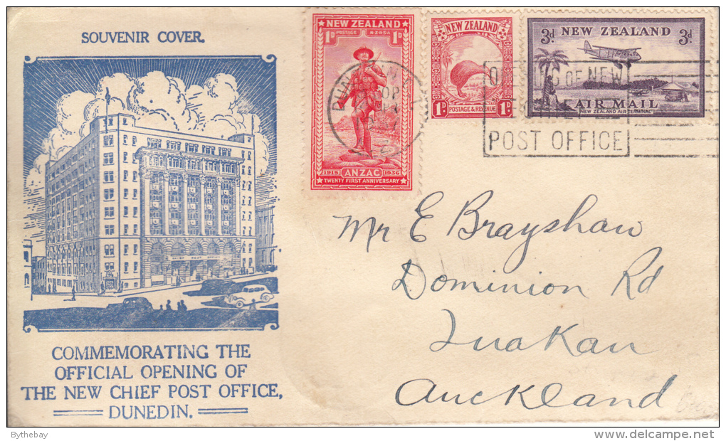 New Zealand Commemorative Cover 1937 Opening Of New Post Office, Dunedin - Storia Postale
