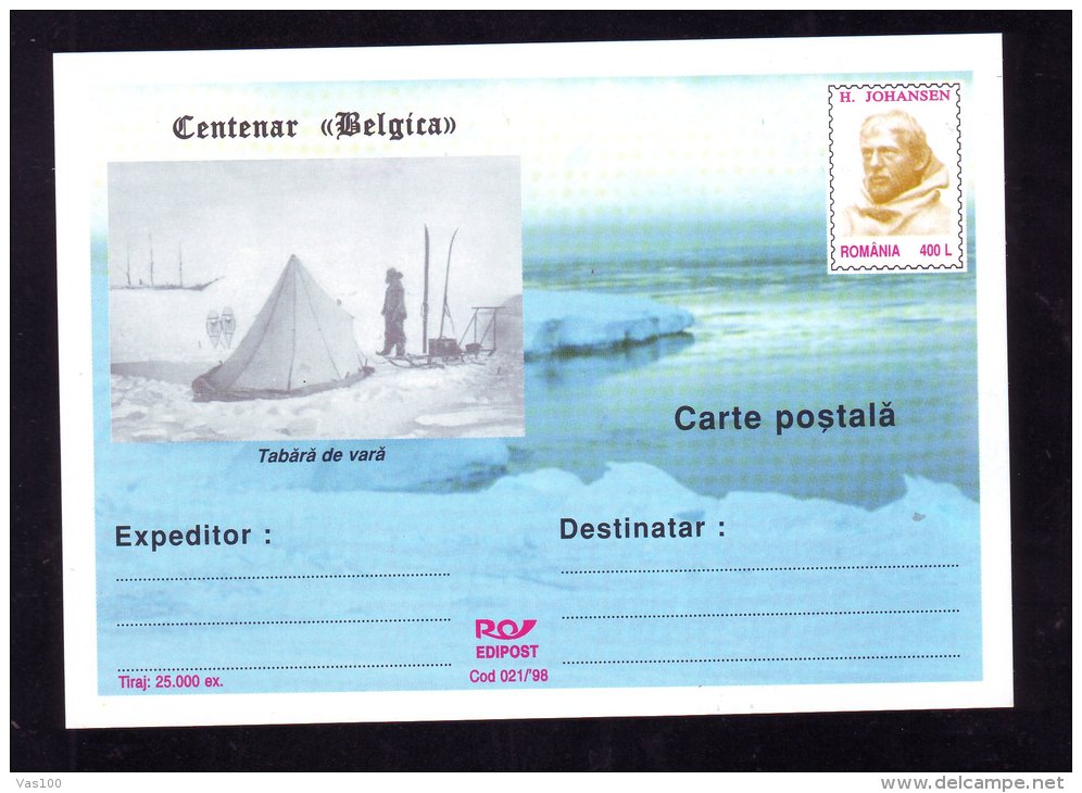 H.JOHANSEN ,EXPLORATEUR, SUMMER CAMP,1998, POSTCARD STATIONERY ,UNUSED,ROMANIA - Explorateurs