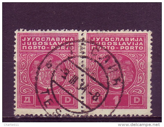 COAT OF ARMS-1 DIN-PORTO-PAIR-POSTMARK-TESLIĆ-BOSNIA AND HERZEGOVINA-YUGOSLAVIA-1931 - Timbres-taxe