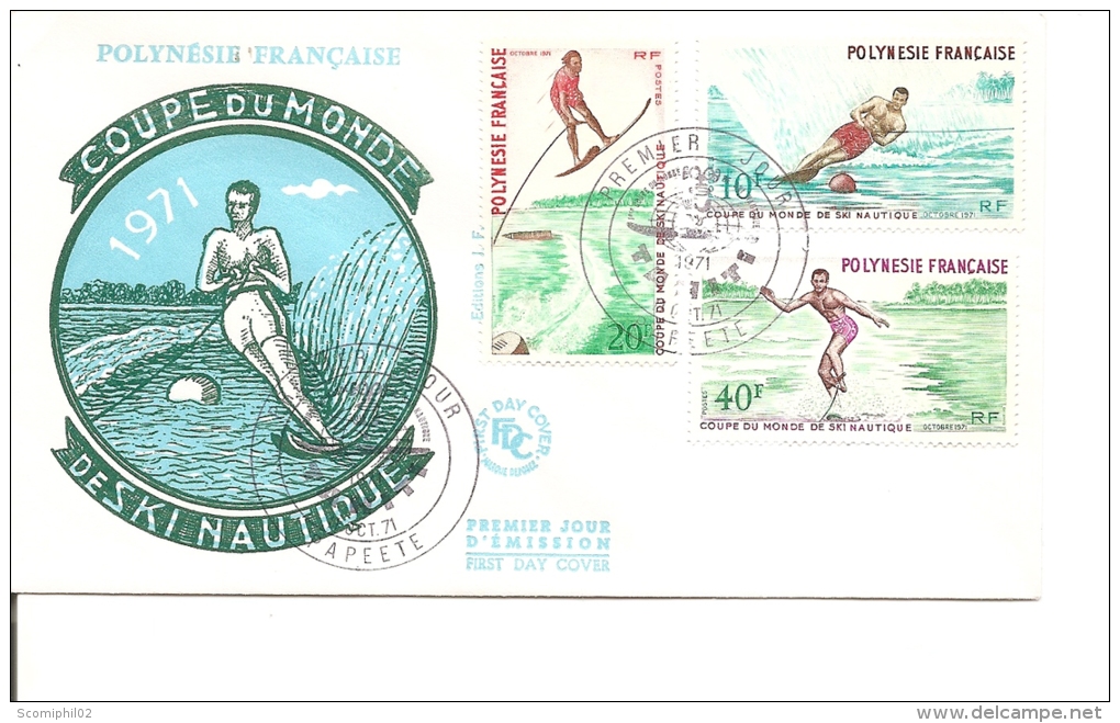 Ski Nautique ( FDC De Polynésie De 1971 à Voir) - Water-skiing