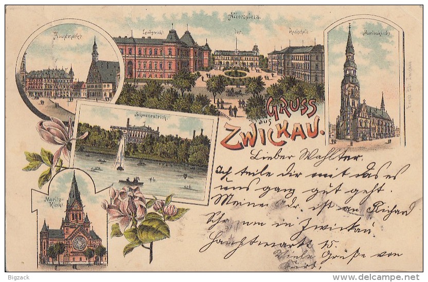 Litho Gruss Aus Zwickau Gelaufen 3.9.99 - Zwickau