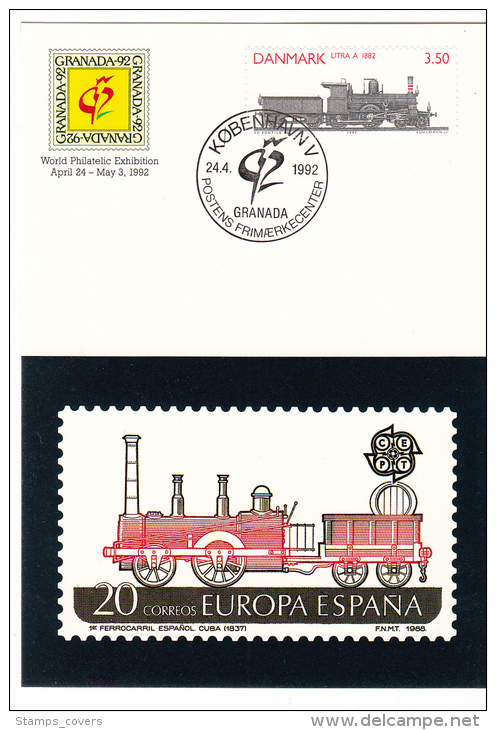DENMARK POST CARD (4) TRAINS - Briefe U. Dokumente
