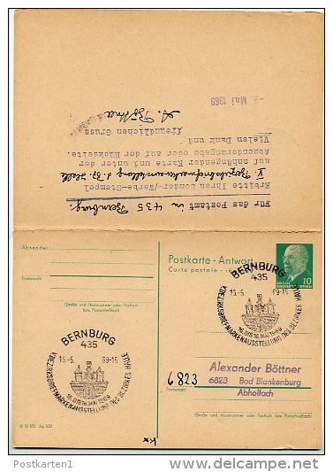 STADTWAPPEN AUSSTELLUNG BERNBURG 1969  DDR P77 Postkarte Mit Antwort - Omslagen